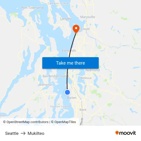 Seattle to Mukilteo map
