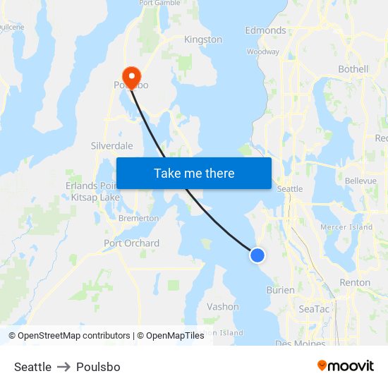 Seattle to Poulsbo map