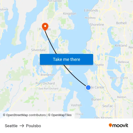 Seattle to Poulsbo map
