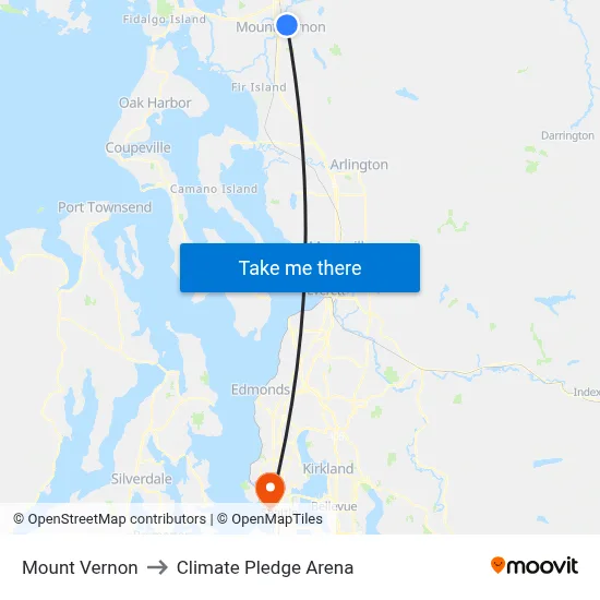 Mount Vernon to Climate Pledge Arena map