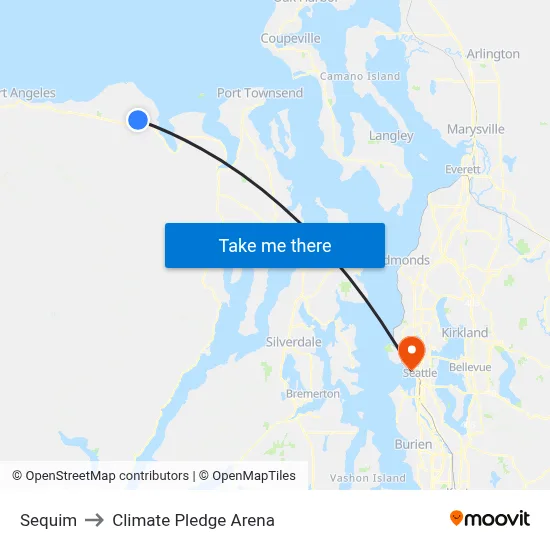 Sequim to Climate Pledge Arena map