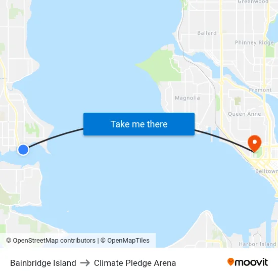 Bainbridge Island to Climate Pledge Arena map