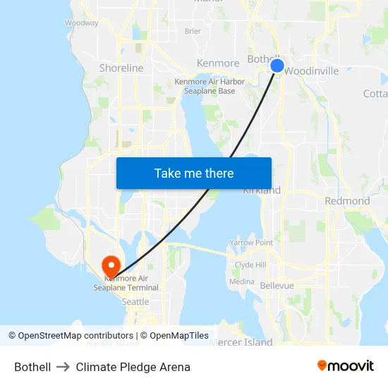 Bothell to Climate Pledge Arena map
