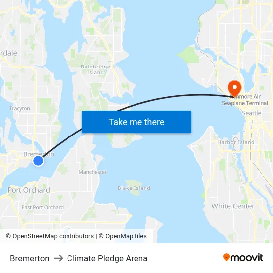 Bremerton to Climate Pledge Arena map