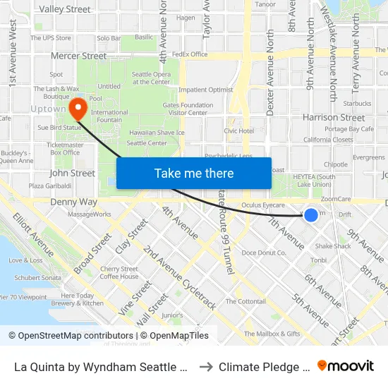 La Quinta by Wyndham Seattle Downtown to Climate Pledge Arena map