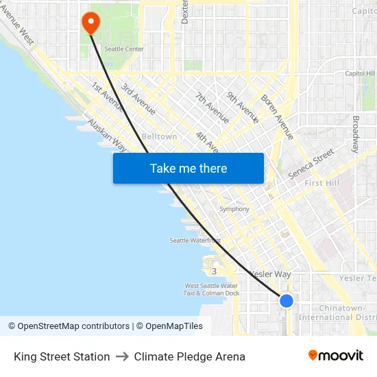 King Street Station to Climate Pledge Arena map