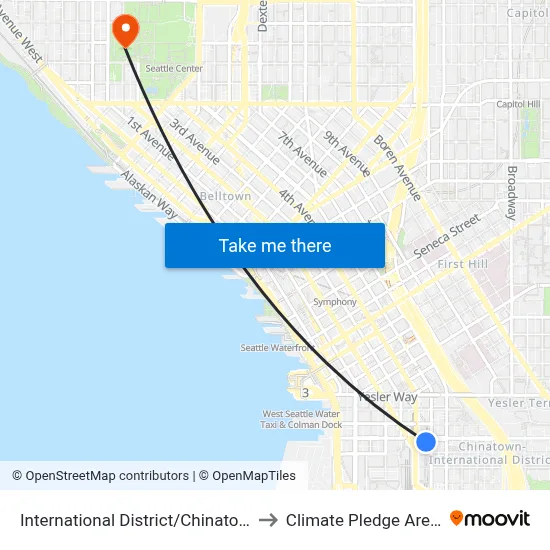 International District/Chinatown to Climate Pledge Arena map