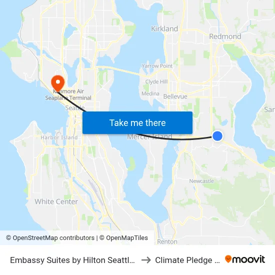 Embassy Suites by Hilton Seattle Bellevue to Climate Pledge Arena map