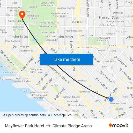 Mayflower Park Hotel to Climate Pledge Arena map