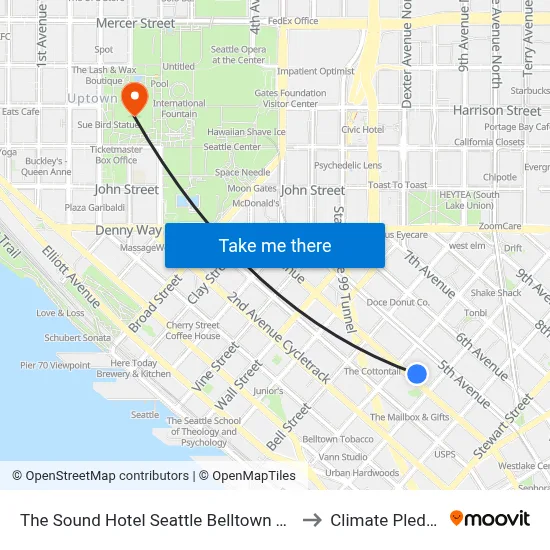 The Sound Hotel Seattle Belltown Tapestry Collection to Climate Pledge Arena map