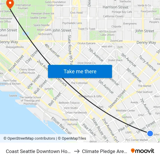 Coast Seattle Downtown Hotel to Climate Pledge Arena map