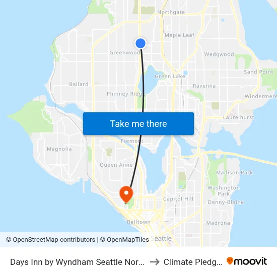 Days Inn by Wyndham Seattle North of Downtown to Climate Pledge Arena map