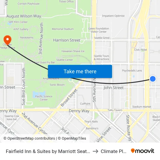 Fairfield Inn & Suites by Marriott Seattle Downtown/Seattle Center to Climate Pledge Arena map