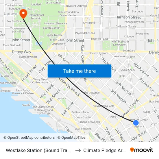 Westlake Station (Sound Transit) to Climate Pledge Arena map