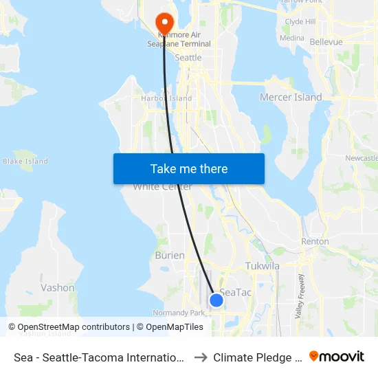 Sea - Seattle-Tacoma International Airport to Climate Pledge Arena map