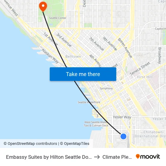 Embassy Suites by Hilton Seattle Downtown Pioneer Square to Climate Pledge Arena map