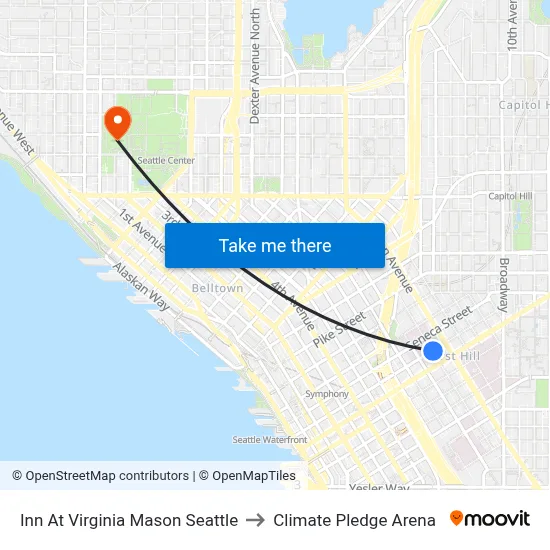Inn At Virginia Mason Seattle to Climate Pledge Arena map