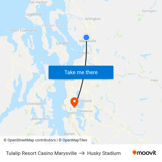 Tulalip Resort Casino Marysville to Husky Stadium map