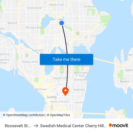 Roosevelt Station to Swedish Medical Center Cherry Hill Campus map