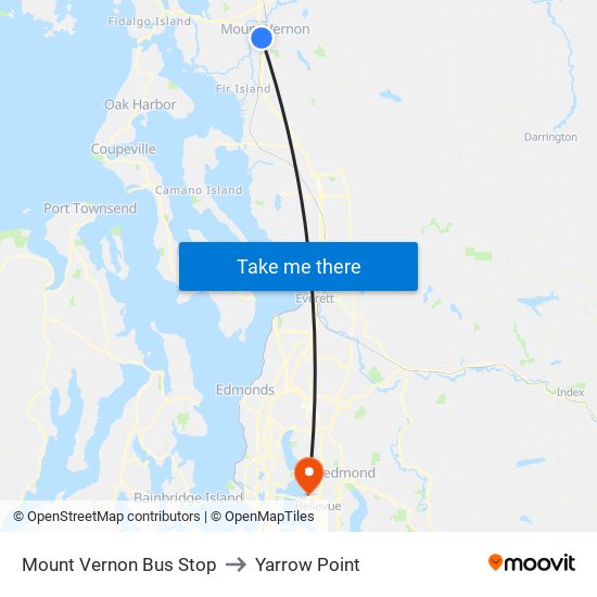Mount Vernon Bus Stop to Yarrow Point map