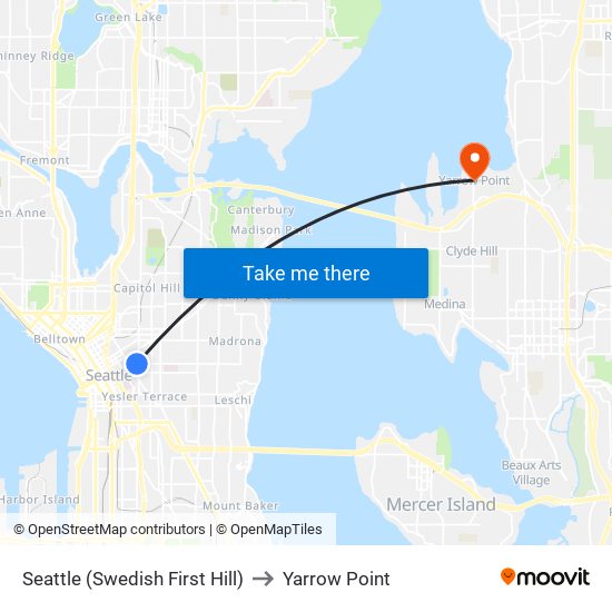 Seattle (Swedish First Hill) to Yarrow Point map