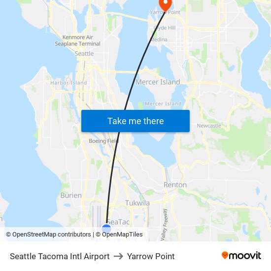 Seattle Tacoma Intl Airport to Yarrow Point map