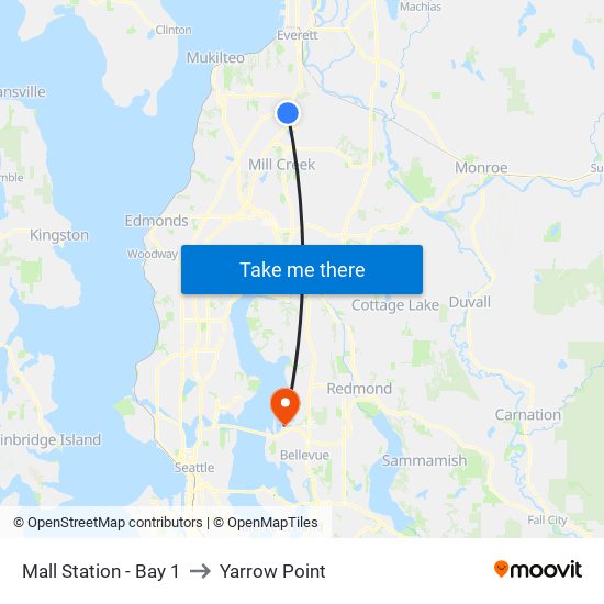 Mall Station - Bay 1 to Yarrow Point map