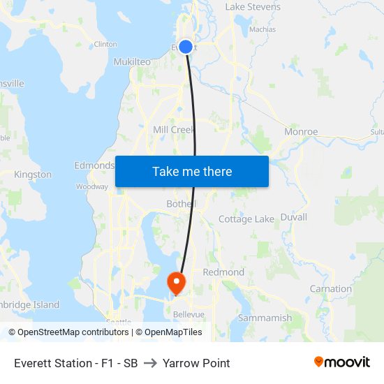 Everett Station - F1 - SB to Yarrow Point map