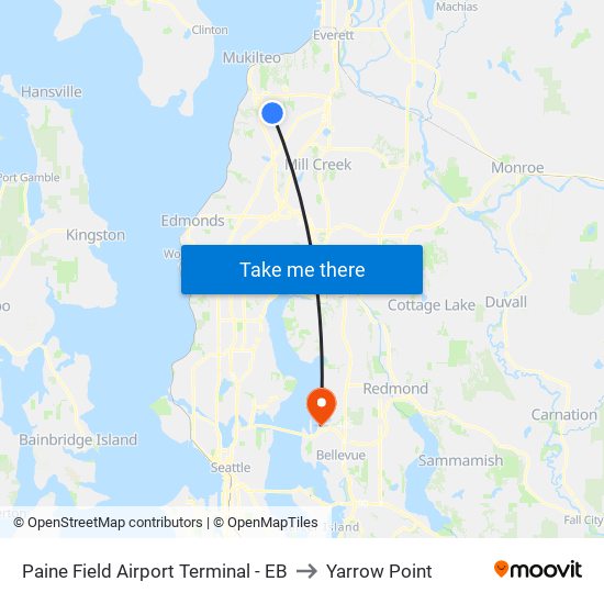 Paine Field Airport Terminal - EB to Yarrow Point map