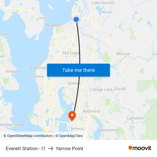 Everett Station - I1 to Yarrow Point map