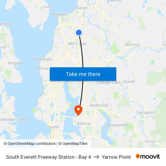South Everett Freeway Station - Bay 4 to Yarrow Point map