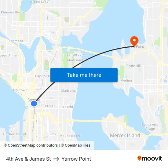 4th Ave & James St to Yarrow Point map