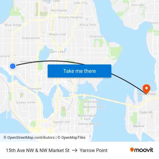 15th Ave NW & NW Market St to Yarrow Point map