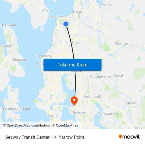 Seaway Transit Center to Yarrow Point map