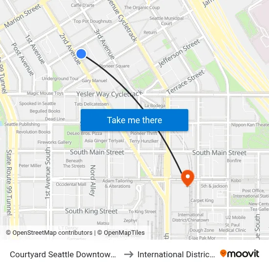 Courtyard Seattle Downtown/Pioneer Square to International District / Chinatown map