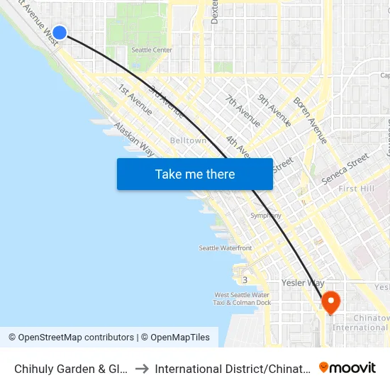 Chihuly Garden & Glass to International District / Chinatown map
