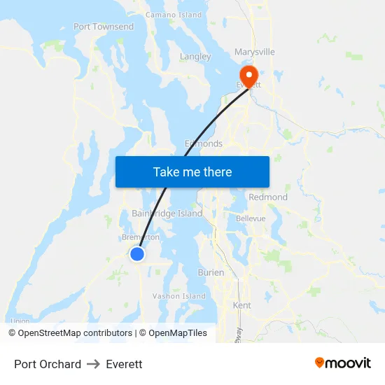 Port Orchard to Everett map