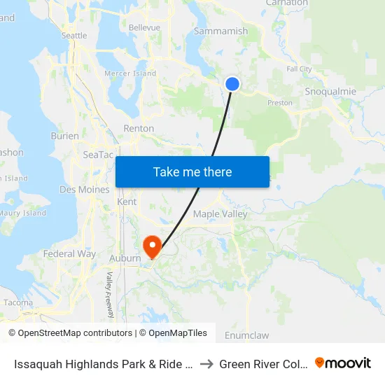 Issaquah Highlands Park & Ride - Bay 4 to Green River College map