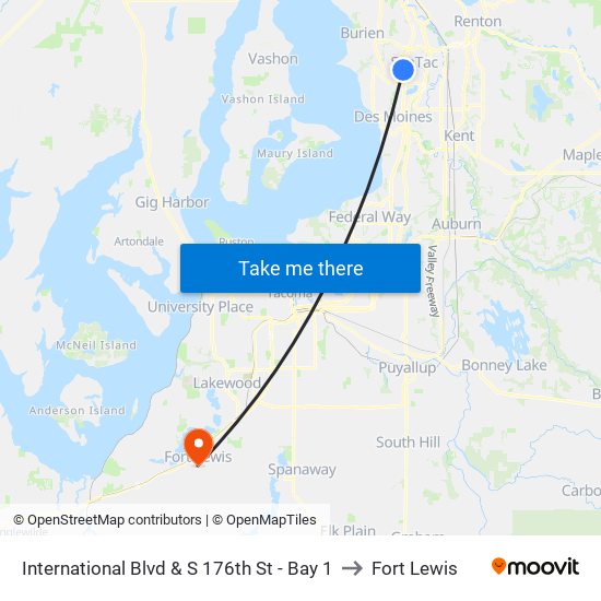 International Blvd & S 176th St - Bay 1 to Fort Lewis map