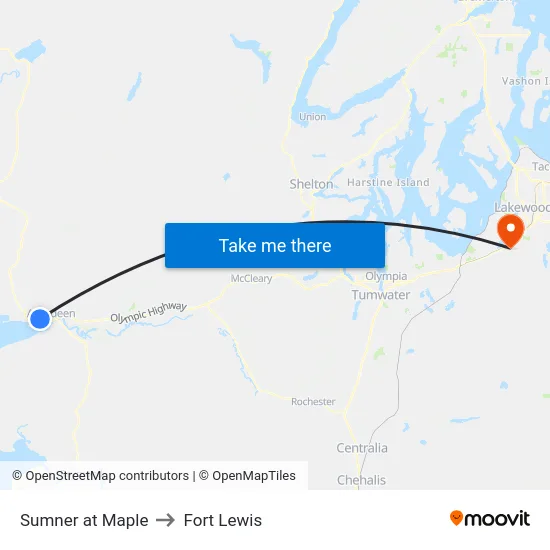 Sumner at Maple to Fort Lewis map