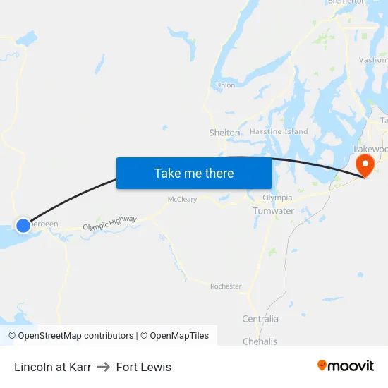 Lincoln at Karr to Fort Lewis map