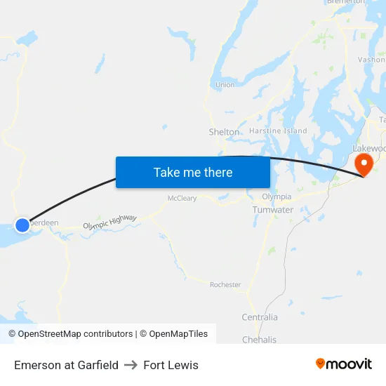 Emerson at Garfield to Fort Lewis map