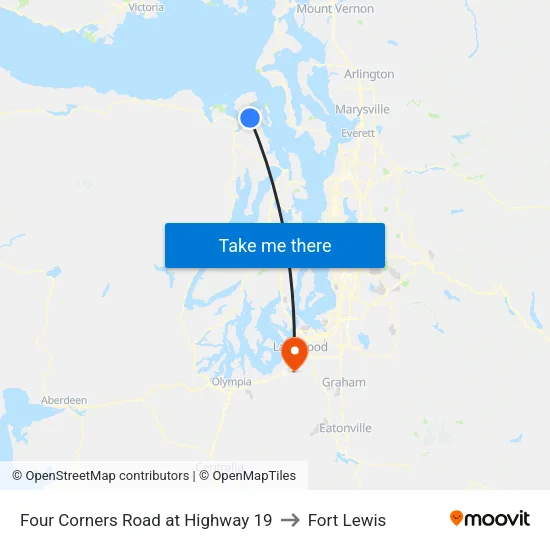 Four Corners Rd & Sr 19 (Se) to Fort Lewis map