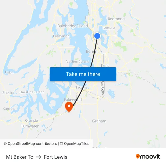 Mt Baker Tc to Fort Lewis map