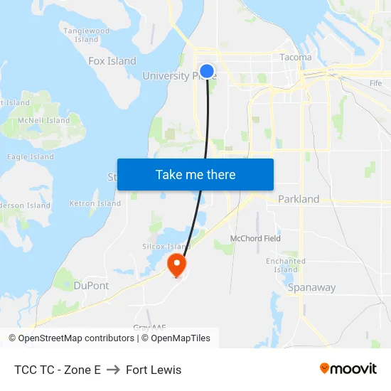 TCC TC - Zone E to Fort Lewis map