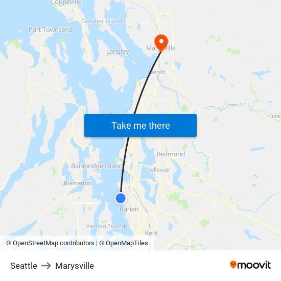 Seattle to Marysville map