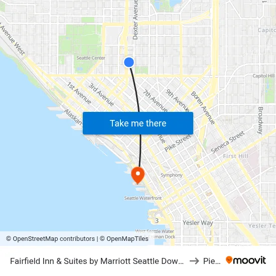 Fairfield Inn & Suites by Marriott Seattle Downtown/Seattle Center to Pier 57 map