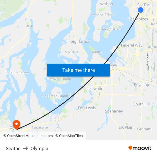 Seatac to Olympia map