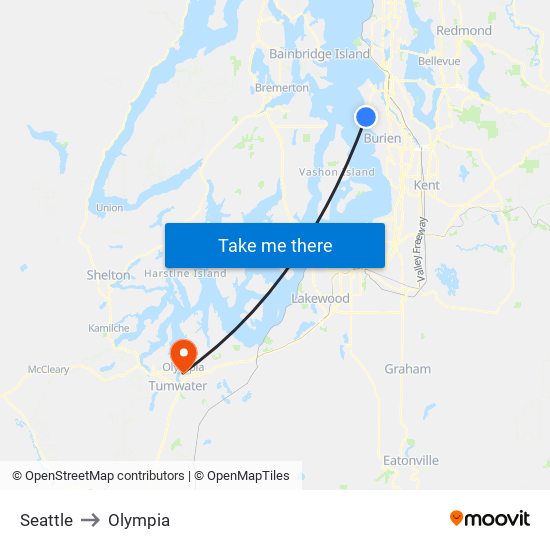 Seattle to Olympia map