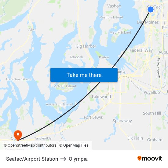 Seatac/Airport Station to Olympia map